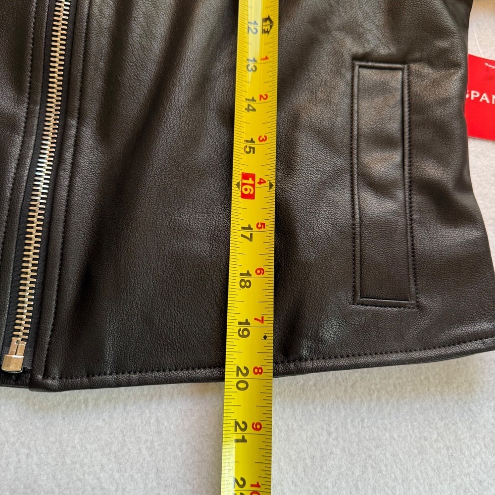 Spanx Women's Black Faux Leather Moto Jacket Size Large NWT – Sleek Edgy Style - Picture 10 of 11